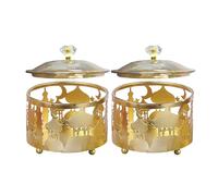 NUOBESTY 2Pcs Middle Eastern Style Gold Candy Boxes Small Snack Storage Containers Decorative Eid Party Trays for Home and Festival Use