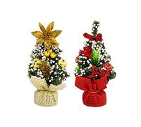 NUOBESTY 2pcs Mini Christmas Tree Artificial Christmas Tree with and Glitter Ornaments Xmas Table Decor Holiday Centerpiece Party Supplies Favors