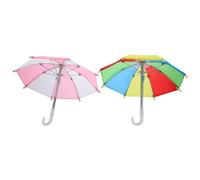 NUOBESTY 2pcs Mini Colorful Umbrellas Adjustable Miniature Umbrella Models for Doll Photo Props