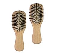NUOBESTY 2pcs Mini Cushion Comb Bamboo Travel Hair Brush Scalp Massage Detangling Brush for Wig and Synthetic Hair
