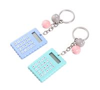 NUOBESTY 2pcs Mini Key Ring Shaped Calculator Electronic Calculator for Students Creative Design Portable Easy to Use Lightweight Pvc Office Home Assorted Color Random Color