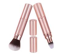 NUOBESTY 2pcs Mini Make up Brush Set with Double End Brush and Soft Bristles Retractable Design with Cap Made of Man-made Fibers and Plastic for Office and Parties