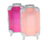 NUOBESTY 2pcs Mini Makeup Suitcase Travel Carrying Case Portable Makeup Brush Holder for Women Pink Rose Red for Outdoor Use
