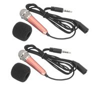 NUOBESTY 2pcs Mini Microphone Earphone Handheld Singing Mic for Home Karaoke Portable 2pcs Gold Box Set Suitable for Mobile Phones and Singing Supplies