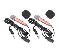 NUOBESTY 2pcs Mini Microphones Portable Mic for Phone and Pc, Singing Accessory with Gold Case, Compact Condenser Microphone Set for Karaoke and Recording