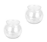 NUOBESTY 2pcs Mini Plastic Fish Bowls 12.5cm round Desktop Aquariums Sturdy Home Office Tabletop Fish Tanks for Goldfish and Small Aquatic Pets