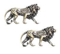 NUOBESTY 2pcs Mini Retro Brass Lion Keychain Decorative Car Key Ring Pendant Creative Home Desktop Decor in Dark Golden