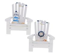 NUOBESTY 2pcs Mini Wooden Beach Chair Nautical Table Decoration Miniature Doll House Ornament Beach Garden Accessories for DIY Dollhouse Home Desktop Decoration