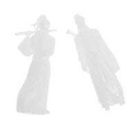 NUOBESTY 2pcs Miniature Ancient Chinese Warrior Figurines 3CM Resin Micro Landscape Sculptures White Desktop Home Office Decor Garden Accessories