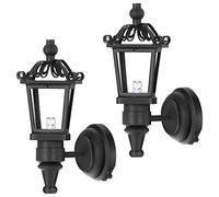 NUOBESTY 2pcs Miniature LED Wall Lamps Black Metal Decorative Wall Lights for Mini Dollhouse Furniture Accessory Decoration