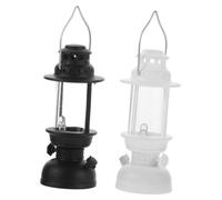 NUOBESTY 2pcs Miniature Retro Kerosene Lamp Dollhouse Light Rustic Oil Lanterns in White Black Portable Vintage Decoration with Warm LED Lighting for Doll House Accessories and Tiny Floor