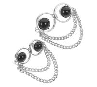 NUOBESTY 2pcs Pant Waist Tightener Buttons for Jeans and Pants Waist Extender Buckles Stylish Silver and Black Pearl Design Suitable for Casual and Formal Wear Easy to Use Waistband