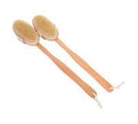 NUOBESTY 2Pcs Pig Bristle Bath Brush for Dog and Cat, Long-Handled Pet Bath Brush with Strong Cleaning Power and Portable Design for Home Grooming