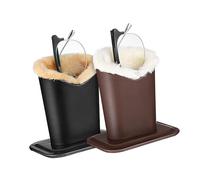 NUOBESTY 2pcs Plush Lined Eyeglasses Holders Leather Glasses Stands Spectacle Storage Organizers for Office Home School
