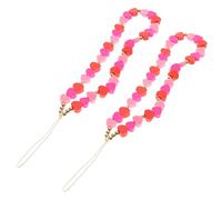 NUOBESTY 2pcs Polymer Phone Lanyards for Women Chic Beaded Wrist Straps Adjustable Length Pink Color Compatible Smartphones