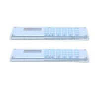 NUOBESTY 2pcs Portable Calculator Ruler with Dual Measurement and Math Calculations, Plastic Measuring Tool with Digital Calculator, 15cm Blue Rulers for Classroom and Office Use