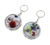 NUOBESTY 2pcs Portable Car Ashtrays with Lid, Aluminum Alloy Mini Ash Holder Keychain for Smokers, Creative Compact Metal Ashtray Set for Travel and Outdoor Use Assorted style