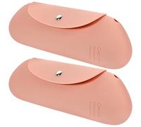 NUOBESTY 2pcs Portable Silicone Makeup Brush Bag for Travel and Vacations with Flexible Storage and Easy Cleaning, Mini Cosmetic Brush Storage Pouch in Khaki, Sl nd Modern Design