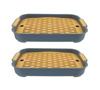 NUOBESTY 2Pcs Rabbit Litter Box with Anti-spill Mesh Base Rectangular Pet Toilet for Bunny Hamster Guinea Pig Training Potty Suitable for Small Animals and Puppies