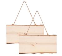 NUOBESTY 2Pcs Rectangle Unfinished Wood Hanging Sign with Rope, 14X25X1Cm Wooden Blank Plaque for DIY Painting, Home Door Wall Art Decoration, Rustic Craft Store Display