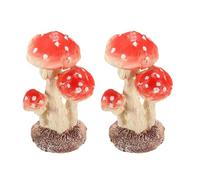 NUOBESTY 2pcs Red Resin Mushroom Miniature Garden Decorations Flat Base for Stability, Realistic Design, for Bonsai and Fairy Garden Setups, Terrarium Decor Accessories