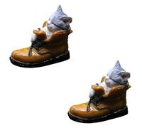 NUOBESTY 2pcs Resin Cat Figurines Garden Ornament Mini Bonsai Decorative Crafts Handmade Casting Weather Resistant Cute Aquarium and Garden Decoration