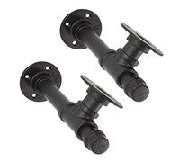 NUOBESTY 2Pcs Retro Black Iron Industrial Pipe Wall Mounted Shelving Brackets Heavy Duty Floating Shelf Support for Kitchen Bedroom Garage Rustic Farmhouse Style Storage