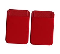 NUOBESTY 2pcs Self-Adhesive Phone Wallet for Smartphones PU Leather Card Holder Slim Design for Easy Access Compatible Phone Models Red