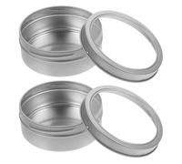 NUOBESTY 2pcs Silver Round Magnetic Spice Containers with Lids, 90x35mm Stainless Steel Storage Tins for Kitchen and Refrigerator Organization of Herbs and Small Items