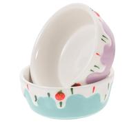 NUOBESTY 2pcs Small Hamster Ceramic Food Bowls for Hamster, Guinea Pig, Rabbit - Anti-spill Deepened Pet Feeding Dish in Blue and Purple - Suitable for Cage Use