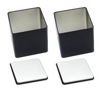 NUOBESTY 2pcs Small Metal Tea Storage Canisters with Tight Sealing and Sturdy Tinplate Material, Square Cube Shape with Simple and Stylish Elegant Appearance for Kitchen or Dining Storage
