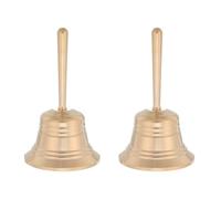 NUOBESTY 2pcs Solid Brass Hand Bell with Super Loud Crisp Resonant Tone Easy to Grip Metal Noise Maker Bell for Teachers and Gatherings for School Or Holiday Parties
