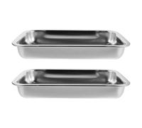 NUOBESTY 2Pcs Stainless Steel Deep Litter Tray for Cats Metal Cat Litter Box with High Sides 32X22X4.8Cm