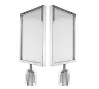 NUOBESTY 2pcs Stanchion Sign Holder A4 Silver Portrait Display Stand for Crowd Control Queue Barrier Indoor Outdoor Floor Sign Frame for Event Management