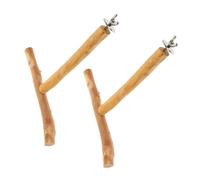 NUOBESTY 2pcs T-shape Bird Perch Stand for Parrots and Lovebirds Natural Rhododendron Wood Platform with Adjustable Angles Skin-friendly Surface Stable Cage Accessory for Cockatiels Conures