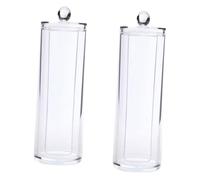 NUOBESTY 2pcs Transparent Round Cosmetic Cotton Organizer Storage Boxes with Sealing Lids Clear Makeup Pad Holder for Bedroom Kitchen Dust and Moisture Resistant Compact Design