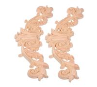 NUOBESTY 2pcs Unpainted Wood Carved Corner Onlays European Style Wooden Flower Appliques for Furniture Wall Cabinet Doors Decorative Wood Trim Applique for DIY Wall Art and Furniture Onlay