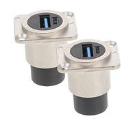 NUOBESTY 2pcs USB Panel Mount Coupler Female to Female Pass Through Connector Data Extension Adapter with Protective Lid High-speed Phosphor Bronze Contacts for Desktop Laptop Media Player