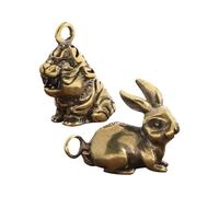 NUOBESTY 2pcs Vintage Brass Animal Charms Mini Rabbit and Tiger Pendants for Necklace Bracelet Handbag Keychains Cute Cartoon Accessories for DIY Jewelry Crafts and Backpack Ornaments