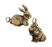 NUOBESTY 2pcs Vintage Brass Rabbit and Tiger Pendants Mini Animal Charms for Necklace Bracelet DIY Jewelry Crafts Lightweight Keychain Decorations