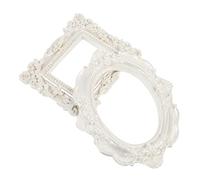 NUOBESTY 2PCS Vintage Decorative Picture Frame Premium Pearl White Oval Square Photo Props for Wedding Home Office Bedroom Decor Multi Functional and Smooth Polished Design