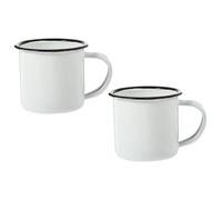 NUOBESTY 2pcs Vintage Enamel Cups Camping Mugs Set, White Iron Material with Easy to Clean Feature, for Outdoor Adventure and Relaxing Moments