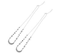 NUOBESTY 2pcs Vintage Hollow-Out Moon Patterned Head Chain Natural Black Crystal Beads, Retro Crescent Moon Hair Jewelry Accessories for Women’s Festival and Party Wear