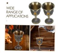 NUOBESTY 2pcs Vintage Retro Wine Goblet Elegant Metal Goblets with Rose Pattern Compact High Footed Wine Cups for Banquets Home Bar Party Decoration