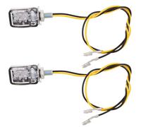 NUOBESTY 2pcs Waterproof Silver Motorcycle LED Turn Signal Lights Mini Front Rear Indicator Blinker Lamps for Motorbike Scooter Racing Accessories