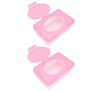NUOBESTY 2PCS Wet Paper Container with Lid, Dustproof Wet Tissue Box, Easy to Clean, for Wipes, Moist Toilet Paper, Car and Office, Plastic, Pink