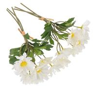 NUOBESTY 2pcs White Artificial Daisy Flowers with Stems, Small Faux Outdoor Plastic Plants, Lifelike Mini White Faux Flowers for Garden Patio Decoration