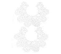 NUOBESTY 2pcs White Floral Lace Collar Applique Embroidered Hollow Out Neckline Decoration Lightweight Ripple Shape DIY Trim for Wedding Dress and Clothing Craft