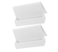 NUOBESTY 2pcs White Name Card Holder Display Stand for Desk, Space Saving and Easy Installation, Creative and Stylish Design, for Office Desk Organizing and Displaying Business Cards