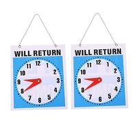 NUOBESTY 2pcs Will Return Sign Clock Design Pvc Wall Pendant for Restaurant Business, Square Shape Door Sign Decor Clock Elements for Office and Store Usage